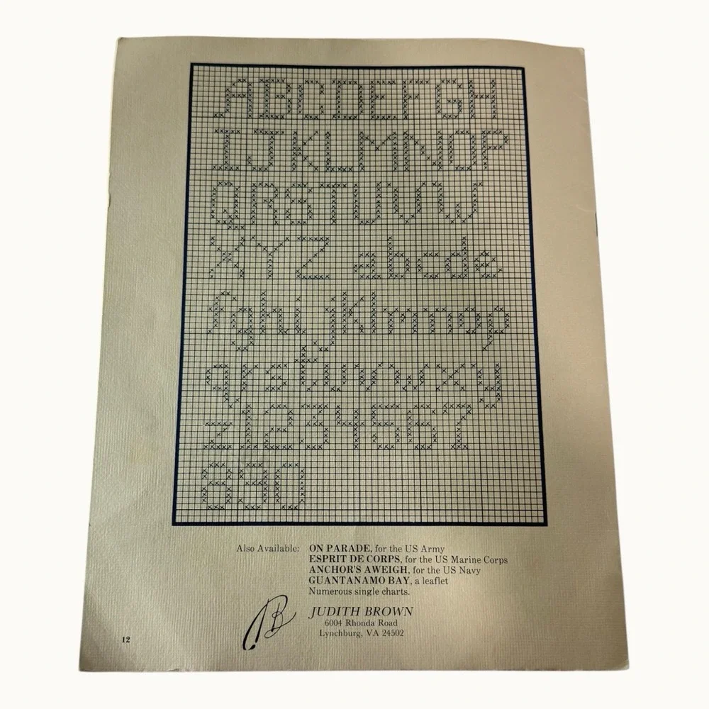 Judith Brown Cross Stitch Pattern Book Unisex OS Blue Good USAF Vintage 1985